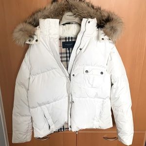 Burberry puffer winter jacket size 10  white